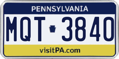 PA license plate MQT3840