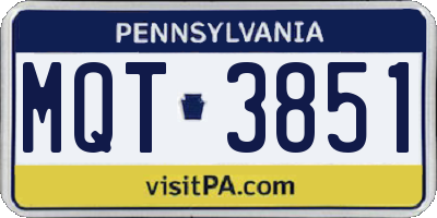 PA license plate MQT3851