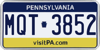 PA license plate MQT3852