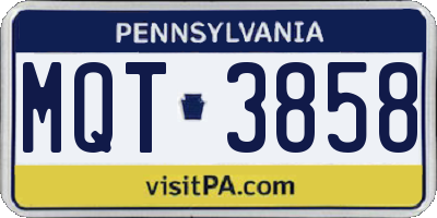 PA license plate MQT3858