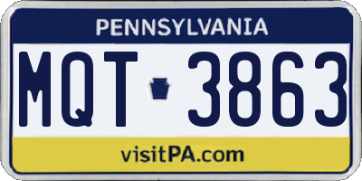 PA license plate MQT3863