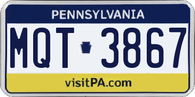 PA license plate MQT3867