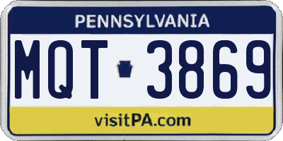 PA license plate MQT3869