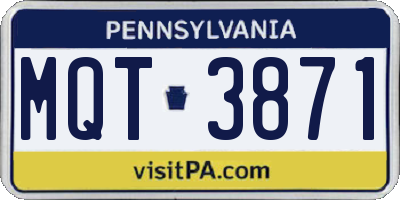 PA license plate MQT3871