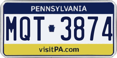 PA license plate MQT3874