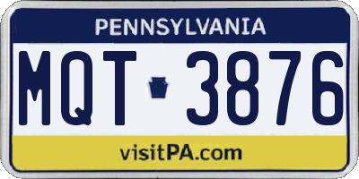 PA license plate MQT3876