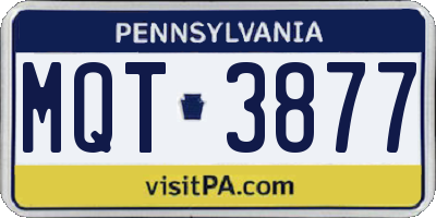 PA license plate MQT3877