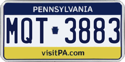 PA license plate MQT3883
