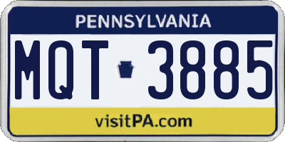 PA license plate MQT3885