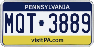 PA license plate MQT3889