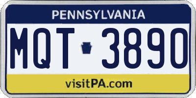 PA license plate MQT3890