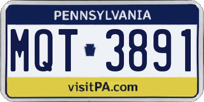 PA license plate MQT3891