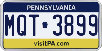 PA license plate MQT3899