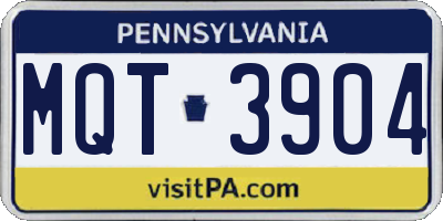 PA license plate MQT3904
