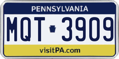 PA license plate MQT3909