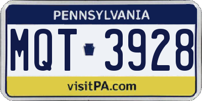 PA license plate MQT3928