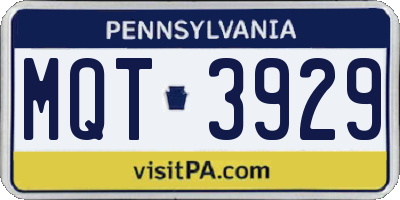 PA license plate MQT3929