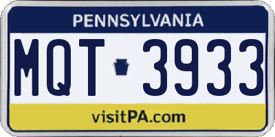 PA license plate MQT3933