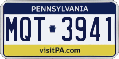 PA license plate MQT3941
