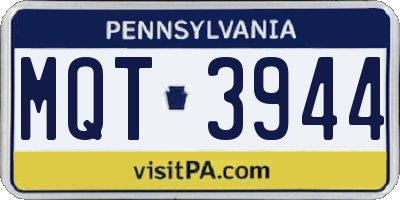 PA license plate MQT3944