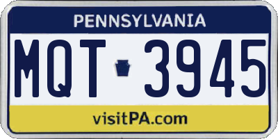 PA license plate MQT3945