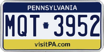 PA license plate MQT3952