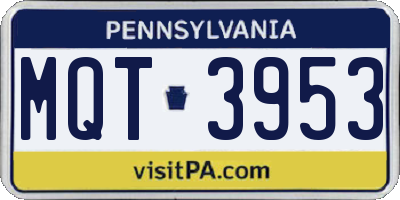 PA license plate MQT3953