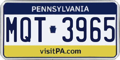 PA license plate MQT3965