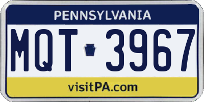 PA license plate MQT3967