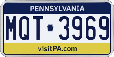 PA license plate MQT3969