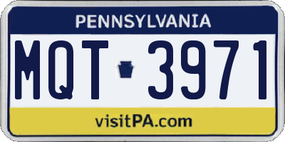 PA license plate MQT3971
