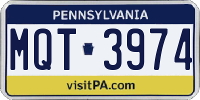 PA license plate MQT3974