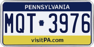PA license plate MQT3976