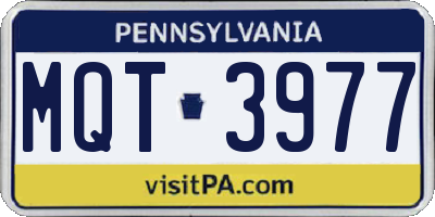 PA license plate MQT3977