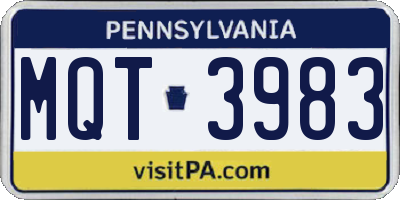 PA license plate MQT3983