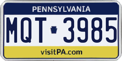 PA license plate MQT3985