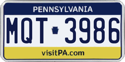 PA license plate MQT3986
