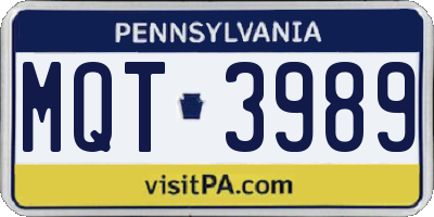 PA license plate MQT3989