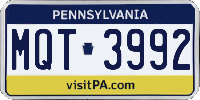 PA license plate MQT3992