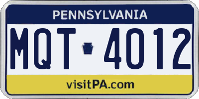 PA license plate MQT4012