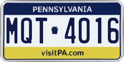 PA license plate MQT4016