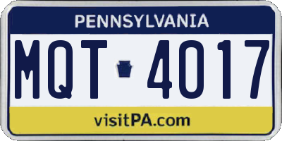 PA license plate MQT4017