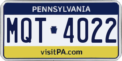 PA license plate MQT4022