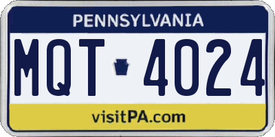PA license plate MQT4024