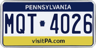 PA license plate MQT4026