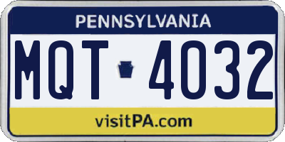 PA license plate MQT4032
