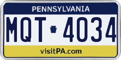 PA license plate MQT4034