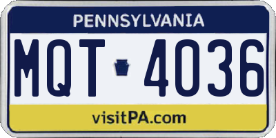 PA license plate MQT4036