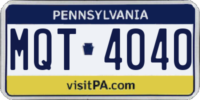 PA license plate MQT4040