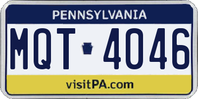 PA license plate MQT4046